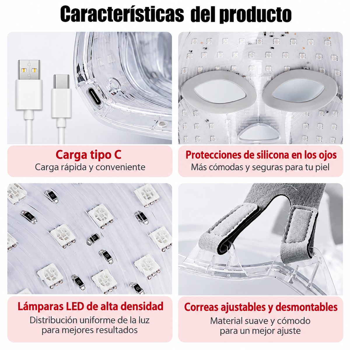 Mascarilla LED Facial 7 Colores – Fototerapia, Rejuvenecimiento y Lifting