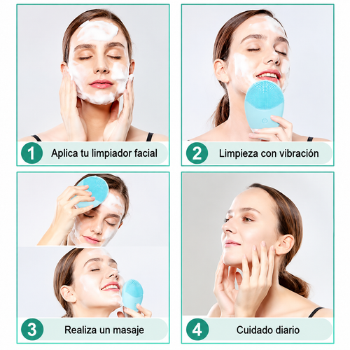 Limpiador Facial Eléctrico Vibratorio – Exfoliación y Masaje