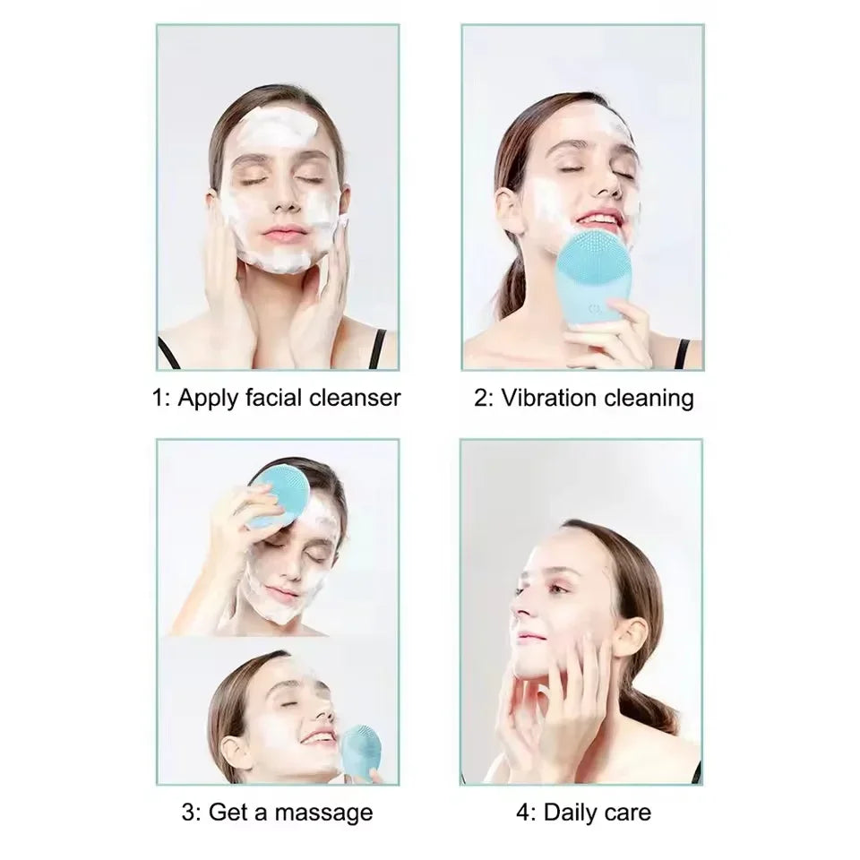 Limpiador Facial Eléctrico Vibratorio – Exfoliación y Masaje