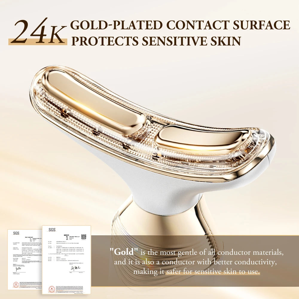 Masajeador Facial y de Cuello ANLAN 24K Gold – LED + Microcorriente