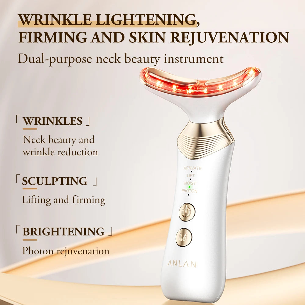 Masajeador Facial y de Cuello ANLAN 24K Gold – LED + Microcorriente